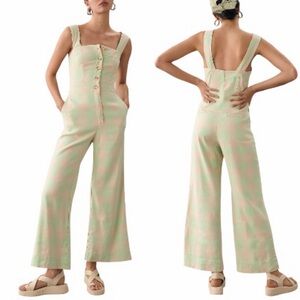 NWT! ANTHROPOLOGIE | Maeve The Colette Linen-Blend Button-Front Jumpsuit Size 6